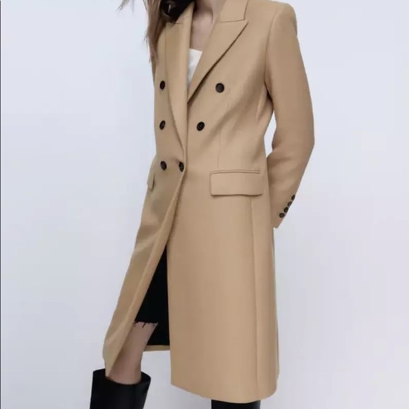 Zara Jackets & Blazers - Zara winter coat beige jacket double breasted